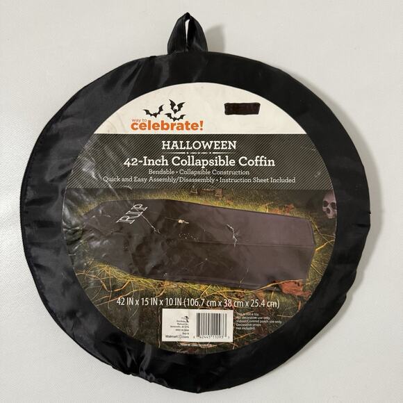 Halloween 42” Collapsible Coffin Black Yard House Decor Party Trick Or Treat - Picture 1 of 2